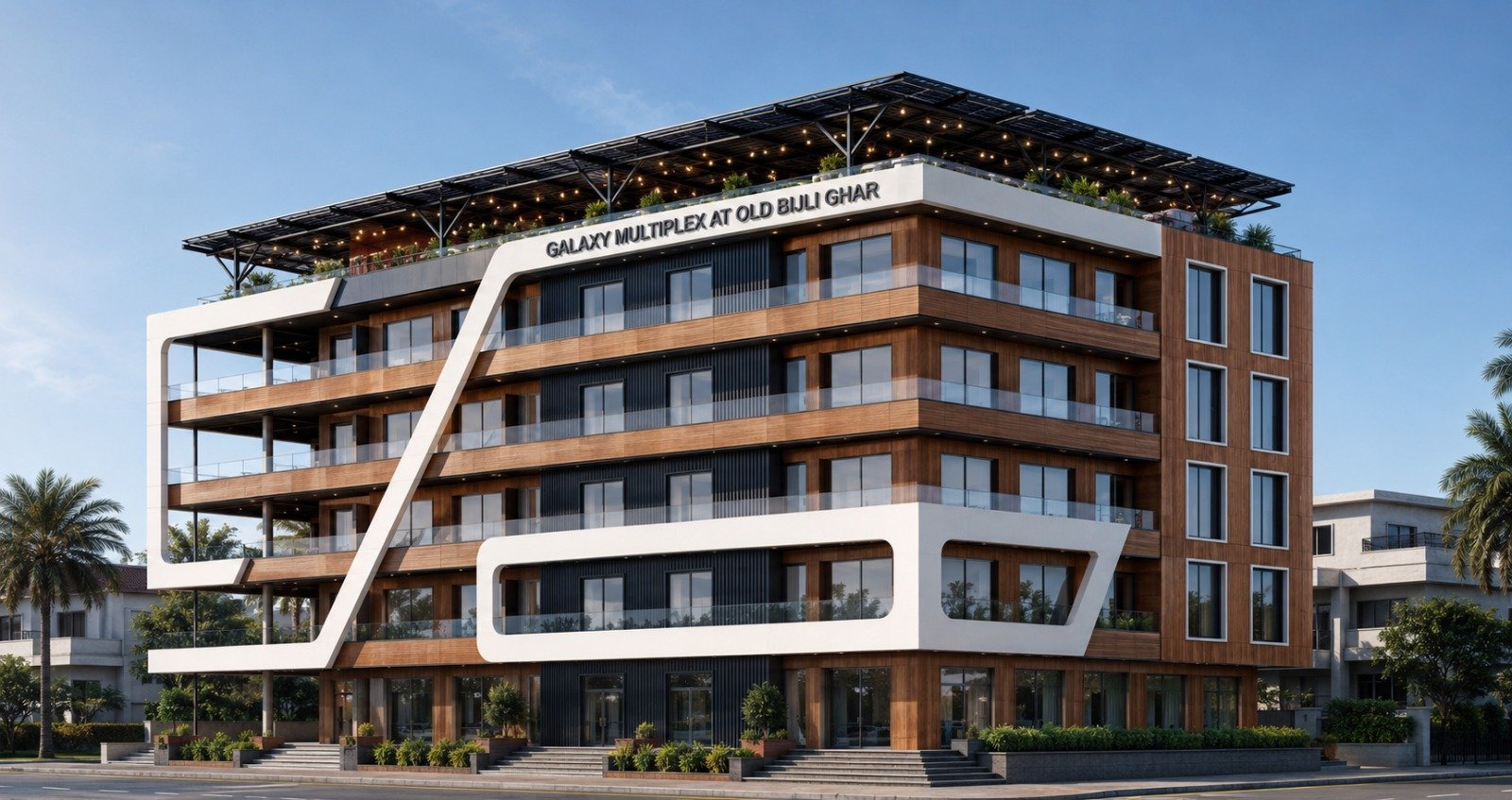 Proposed Galaxy Multiplex building, daytime architectural render